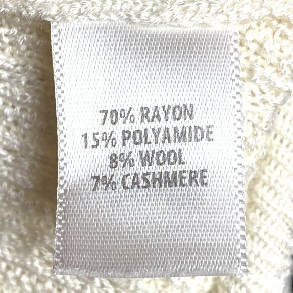 St. John Ivory Short-Sleeve Knit Top L Wool Cashmere Blend Made In USA - Picture 6 of 8